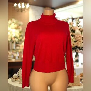J. Crew Red Cashmere Turtleneck Sweater